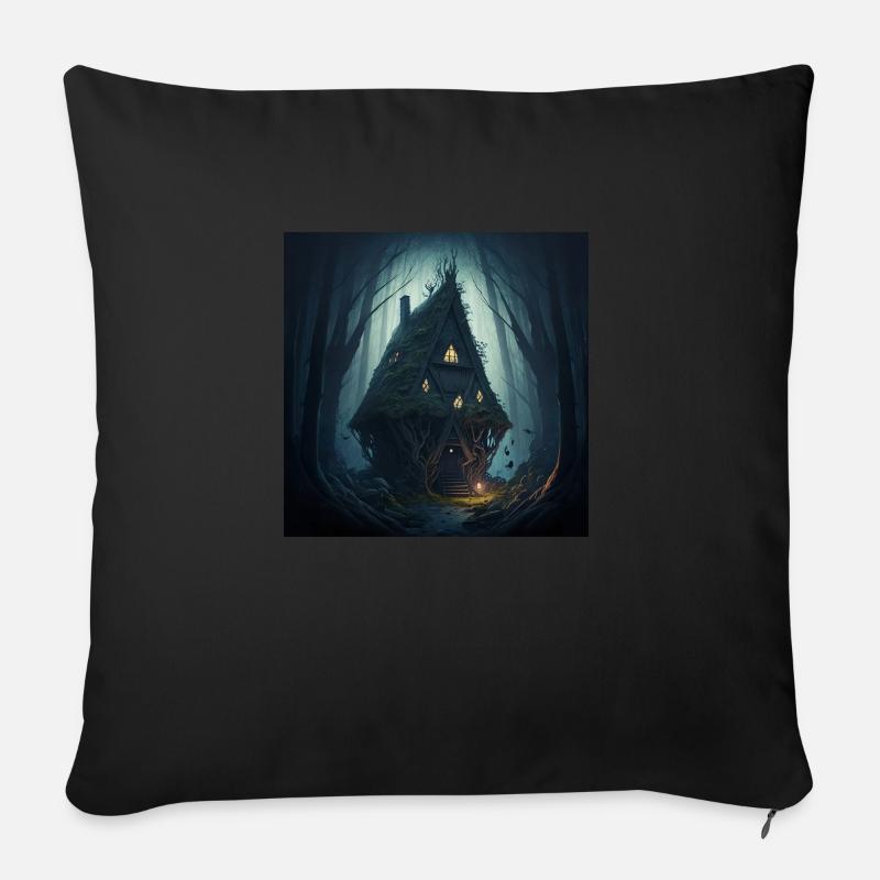 Hütte im Wald - Sofakissen mit Füllung 45 x 45 cm - Schwarz