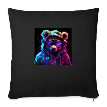 Cool Gaming Bear - Sofa pillow with filling 45cm x 45cm - black - Front