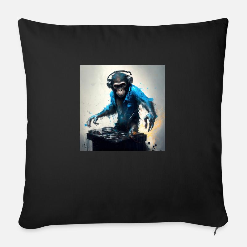 ein Affe, der DJ ist - Sofakissen mit Füllung 45 x 45 cm - Schwarz