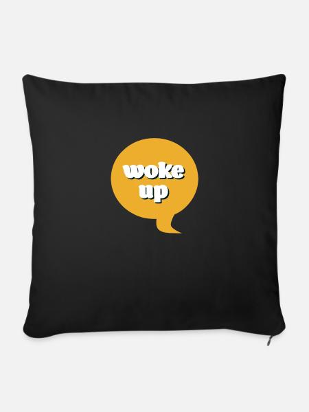 woke up - Sofakissen mit Füllung 45 x 45 cm - Schwarz