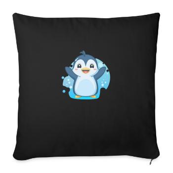 Süßer Pinguin - Sofakissen mit Füllung 45 x 45 cm - Schwarz - Vorne