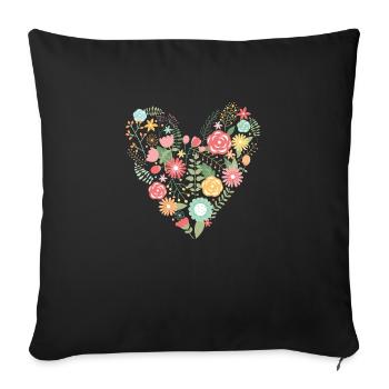 Flower Heart Love Mother's Day Spring - Sofa pillow with filling 45cm x 45cm - black - Front