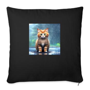 Kitten in the rain - Sofa pillow with filling 45cm x 45cm - black - Front