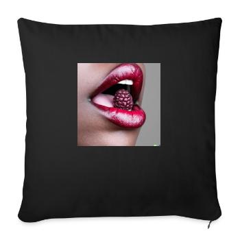 Mund einer Frau mit roten Lippen @ Markus - Sofakissen mit Füllung 45 x 45 cm - Schwarz - Vorne