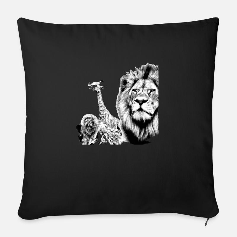 Löwe Afrika - Sofakissen mit Füllung 45 x 45 cm - Schwarz