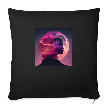 Woman in red Sky, Design 3 - Sofa pillow with filling 45cm x 45cm - black - Front