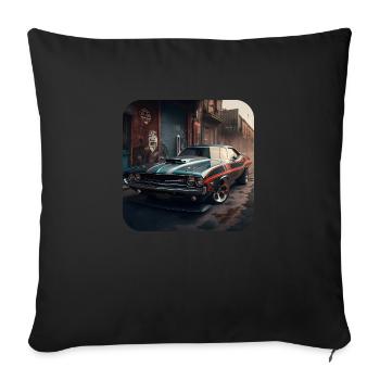 Muscle car, Design 1.1 (arrondi) - Coussin et housse de 45 x 45 cm - noir - Devant