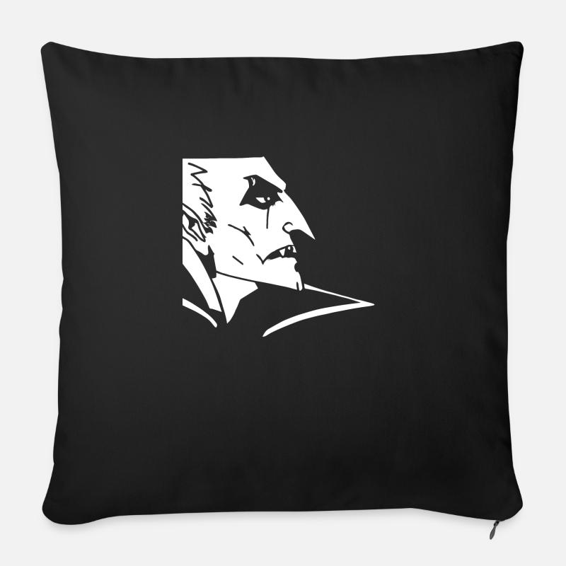 Vampir im Profil Holzschnitt - Sofakissen mit Füllung 45 x 45 cm - Schwarz
