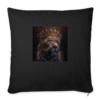JAGUAR with KRONE, KING, modern art, design - Sofa pillow with filling 45cm x 45cm - black - Front