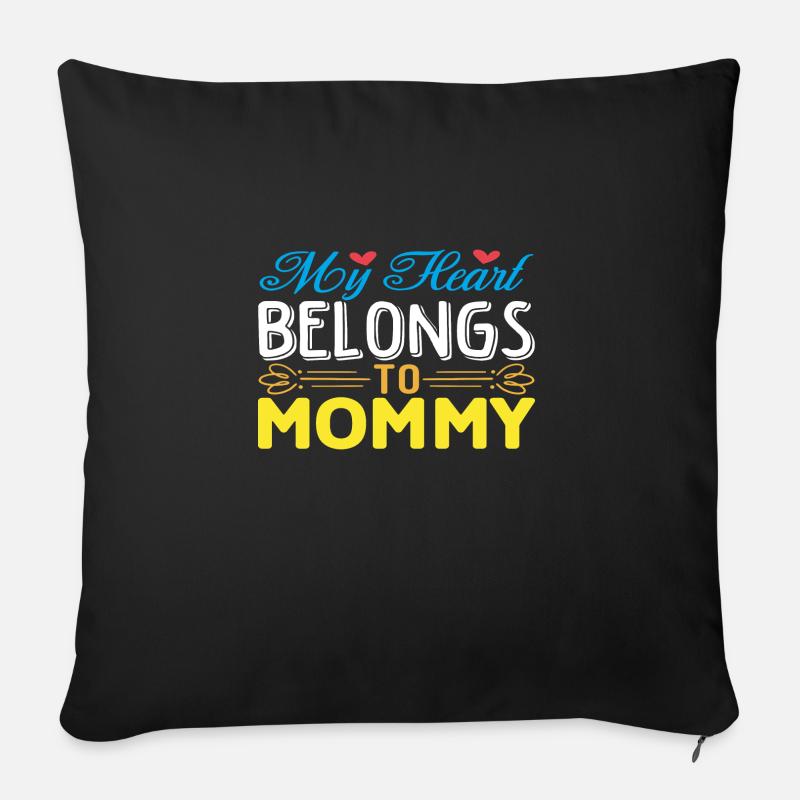 Mon cœur appartient à maman - Coussin et housse de 45 x 45 cm - noir