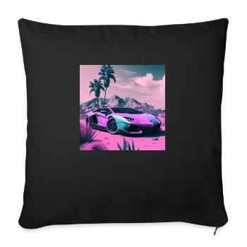 AVENTADOR VAPORWAVE, modern art with neon colors - Sofa pillow with filling 45cm x 45cm - black - Front
