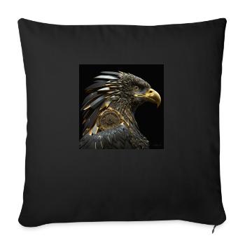 Mechanical eagle, gold, breathtaking art - Sofa pillow with filling 45cm x 45cm - black - Front