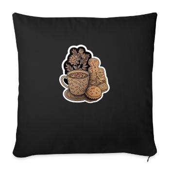 Coffee Break Sticker Cookies Coffee - Sofa pillow with filling 45cm x 45cm - black - Front