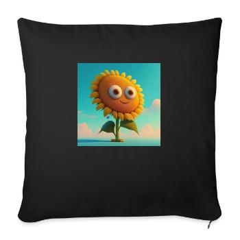 A sunflower with a cute character - Sofa pillow with filling 45cm x 45cm - black - Front