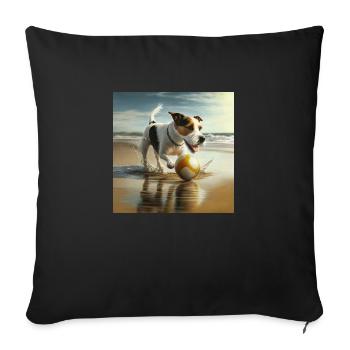 Dog Jack Russell Beach Sun Play with A Ball - Sofa pillow with filling 45cm x 45cm - black - Front