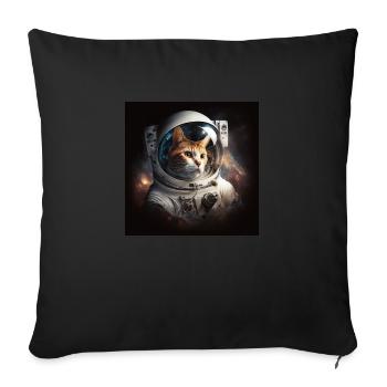Astro Cat, Spacecat, Generative AI - Sofa pillow with filling 45cm x 45cm - black - Front