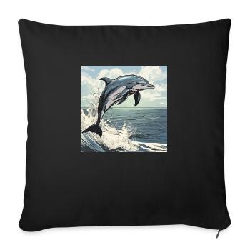 FOX0610 dolphin - Sofakissen mit Füllung 45 x 45 cm - Schwarz - Vorne
