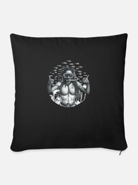Homme heureux sous l'eau - Coussin et housse de 45 x 45 cm - noir