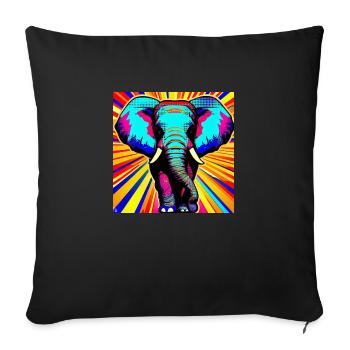 Eléphant Design Pop Art Couleur - Coussin et housse de 45 x 45 cm - noir - Devant
