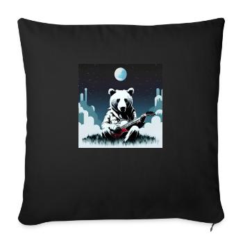 Bär mit Gitarre - Sofakissen mit Füllung 45 x 45 cm - Schwarz - Vorne