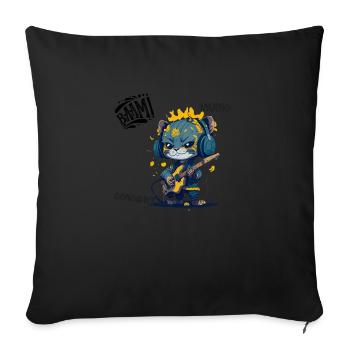 Power Katze - Sofakissen mit Füllung 45 x 45 cm - Schwarz - Vorne