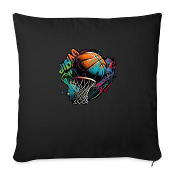 Graffiti de basket-ball coloré - Coussin et housse de 45 x 45 cm - noir - Devant