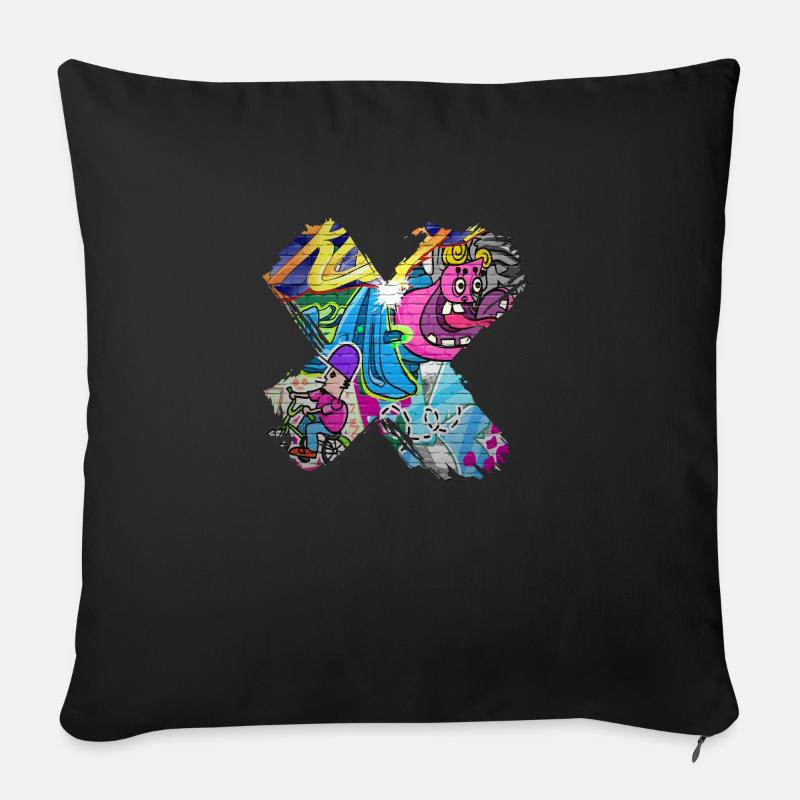 Graffiti style Splash hip hop couleurs peintre couleur - Coussin et housse de 45 x 45 cm - noir