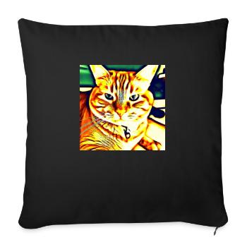 Niedliches und verspieltes T-Shirt mit Katzenmustern - Sofakissen mit Füllung 45 x 45 cm - Schwarz - Vorne