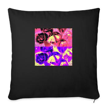 Tendance design florissante couleur magenta - Coussin et housse de 45 x 45 cm - noir - Devant