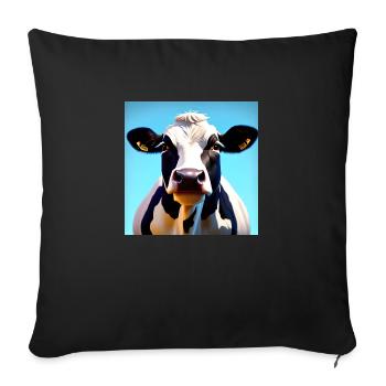 Vache noire et blanche - Coussin et housse de 45 x 45 cm - noir - Devant