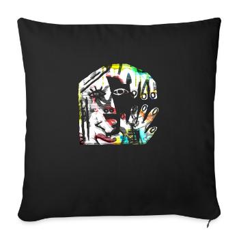 Illusion d’optique art psychédélique rétro formes sexe - Coussin et housse de 45 x 45 cm - noir - Devant