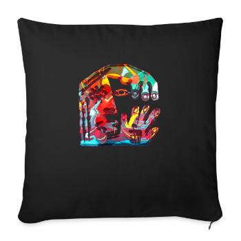 Illusion d’optique art psychédélique rétro formes sexe - Coussin et housse de 45 x 45 cm - noir - Devant