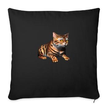 Bengal cat cat kitten cat owner tomcat - Sofa pillow with filling 45cm x 45cm - black - Front
