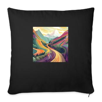 Radfahrerin Bergauffahrt bei Sonnenuntergang - Sofakissen mit Füllung 45 x 45 cm - Schwarz - Vorne