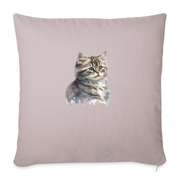 Aquarelle Chaton Chat Art Déco - Coussin et housse de 45 x 45 cm - taupe clair - Devant