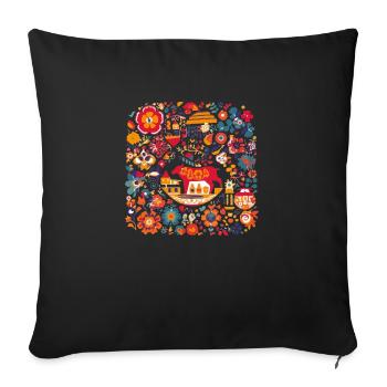 Design espagnol traditionnel - Coussin et housse de 45 x 45 cm - noir - Devant