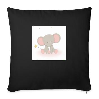 Illustrations d’animaux pour enfants bébé éléphant - Coussin et housse de 45 x 45 cm - noir - Devant
