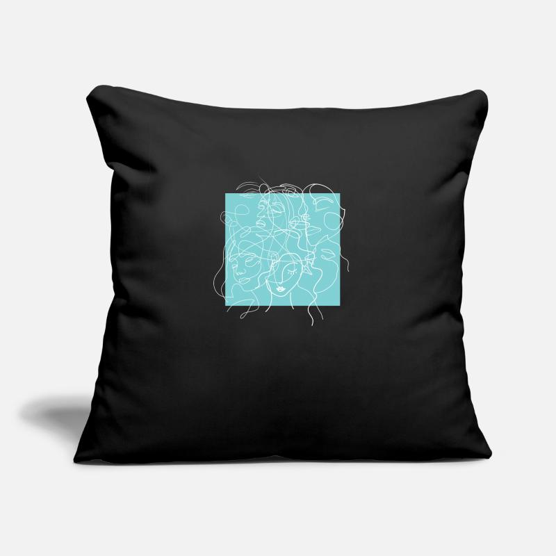 Face line blue Sofa pillow with filling 45cm x 45cm