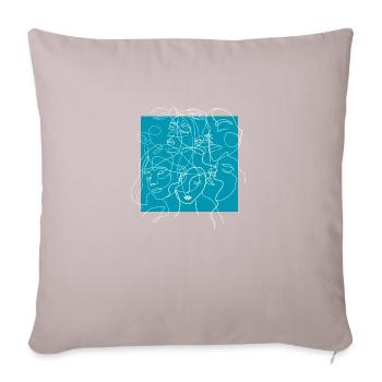 Gesichtslinie blau - Sofakissen mit Füllung 45 x 45 cm - helles Taupe - Vorne