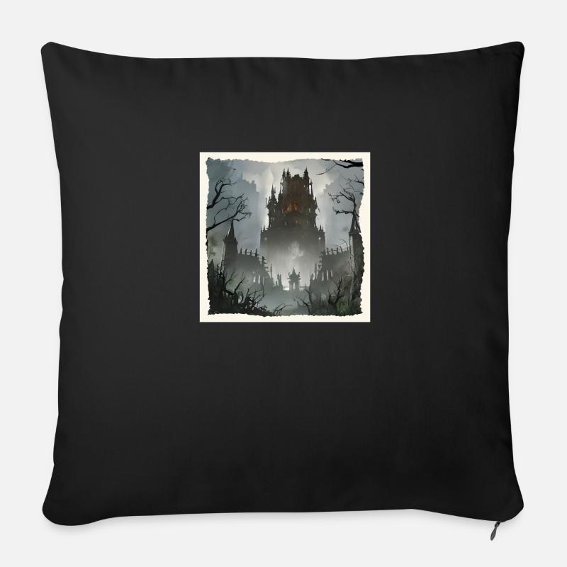 Geisterschloss, dunkle Atmosphäre - Sofakissen mit Füllung 45 x 45 cm - Schwarz