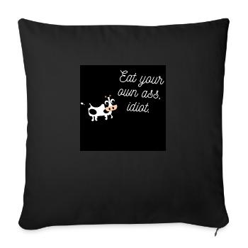 Vache avec un slogan provocateur - Coussin et housse de 45 x 45 cm - noir - Devant