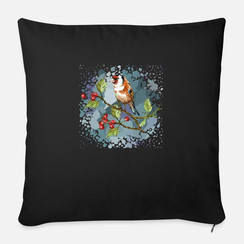 Bunter Vogel - Sofakissen mit Füllung 45 x 45 cm - Schwarz