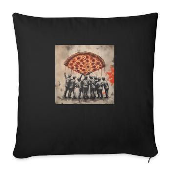Pizza Graffiti Banksy - Urban Art T-Shirt Design - Sofa pillow with filling 45cm x 45cm - black - Front