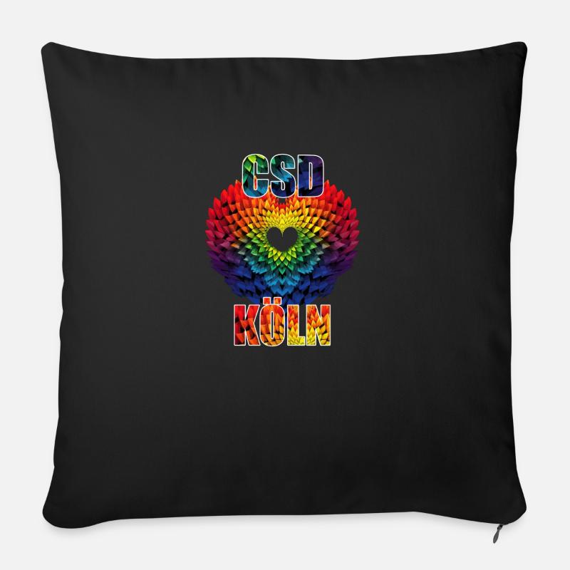 CSD Regenbogen Herz Köln - Pride Parade - LGBTQ++ - Sofakissen mit Füllung 45 x 45 cm - Schwarz
