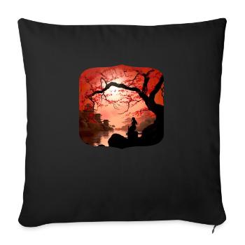 Japanese Dream #7 - Sofa pillow with filling 45cm x 45cm - black - Front