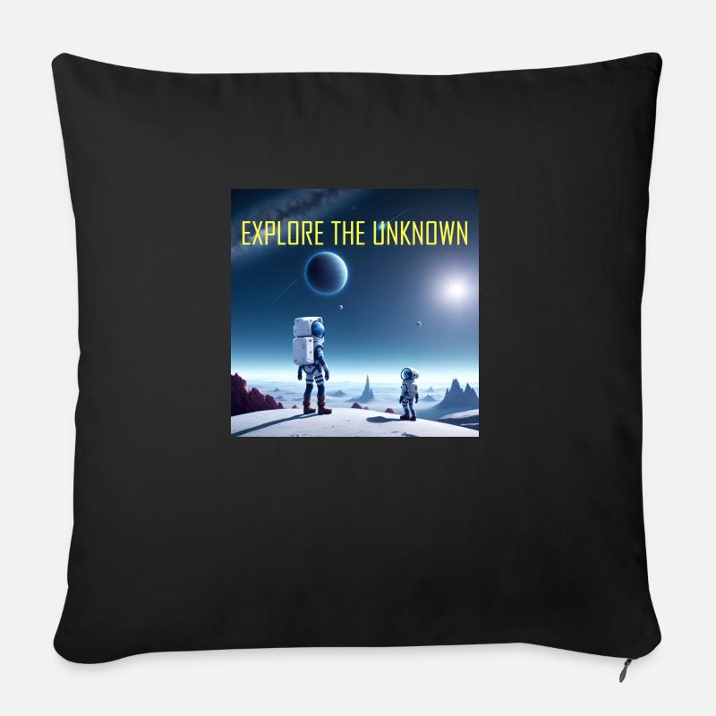 Explore the Unknown - Sofa pillow with filling 45cm x 45cm - black