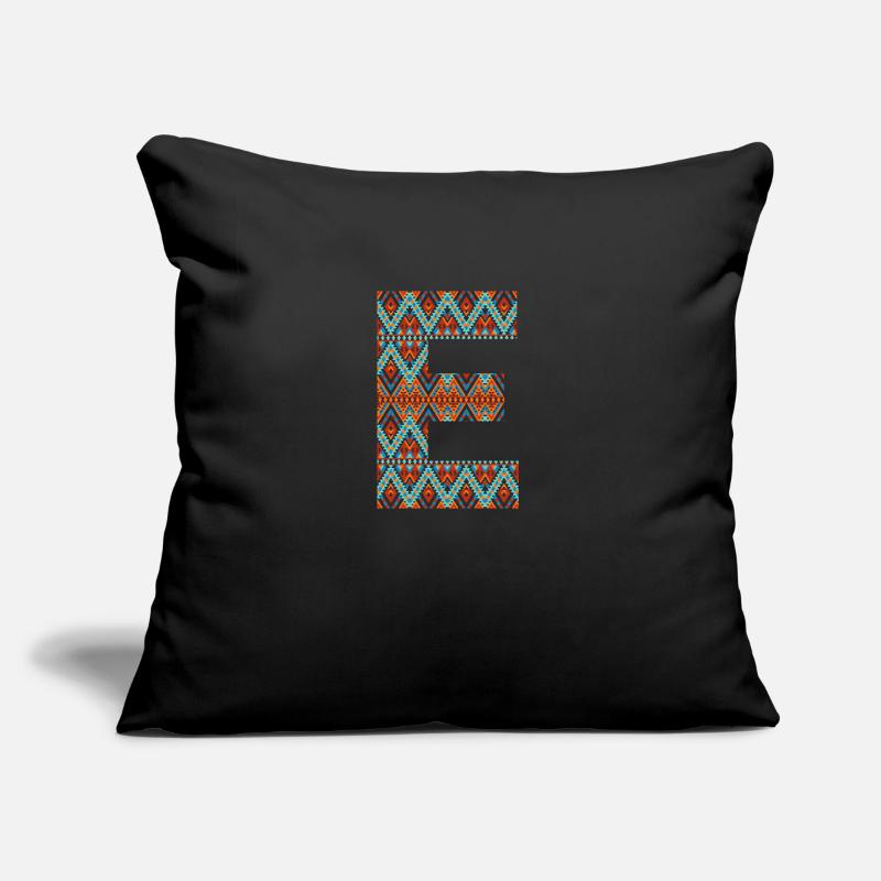 Lettre E- design boho, monogramme coloré Coussin et housse de 45 x 45 cm