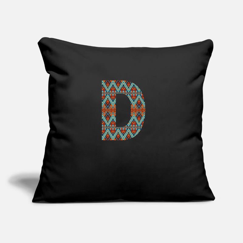 Buchstabe D- Boho-Design, Buntes Monogramm Sofakissen mit Füllung 45 x 45 cm
