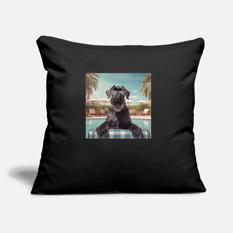 Schnauzer géant avec lunettes de soleil en vacances Coussin et housse de 45 x 45 cm
