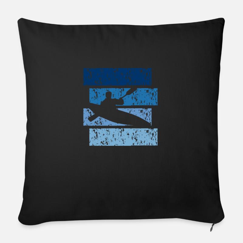 Vintage Geschenk Kajak - Sofakissen mit Füllung 45 x 45 cm - Schwarz